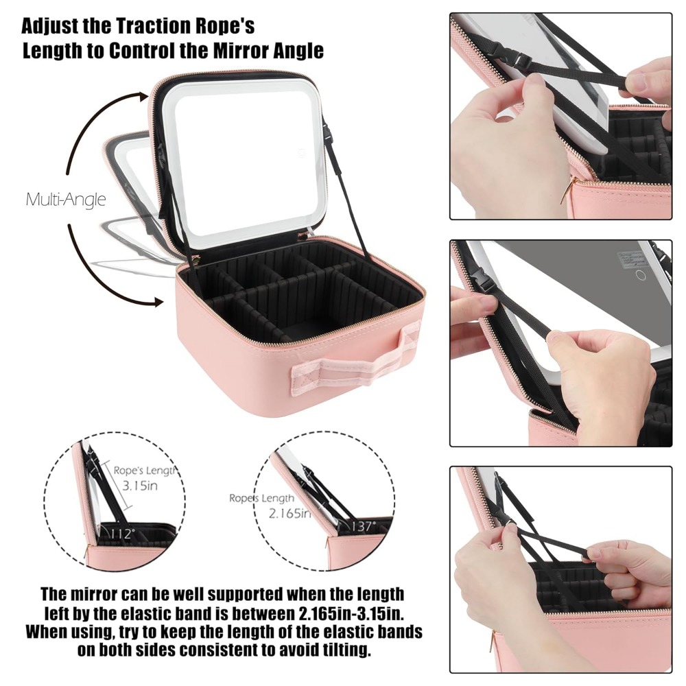 Makeup Bag with LED Mirror Tra - Travel Accessories Organizer Bag 评论和价格