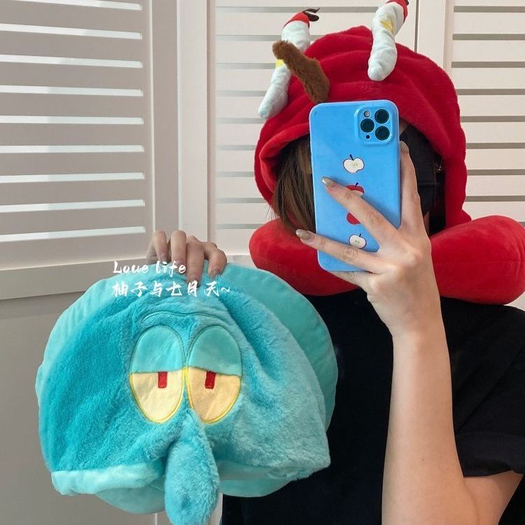 Kawaii Anime SpongeBob Hooded  - Travel Accessories Pillow 评论和价格