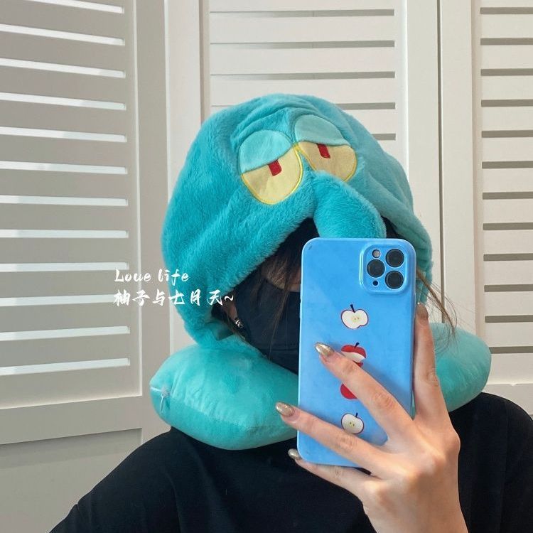 Kawaii Anime SpongeBob Hooded  - Travel Accessories Pillow 评论和价格