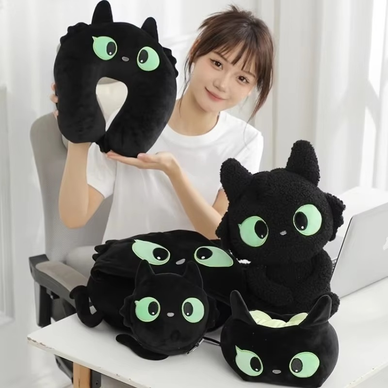 2024 New Cute Cartoon Black Ca - Travel Accessories Pillow 评论和价格