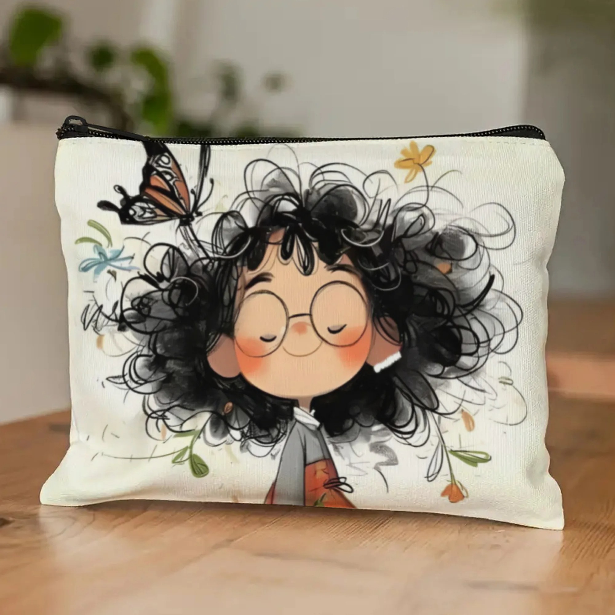 Cartoon Girl Makeup Bag Zipper - Travel Z 评论和价格