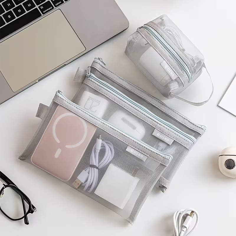 Gray Mesh Organizer Bags – for - Travel Accessories Needed 评论和价格